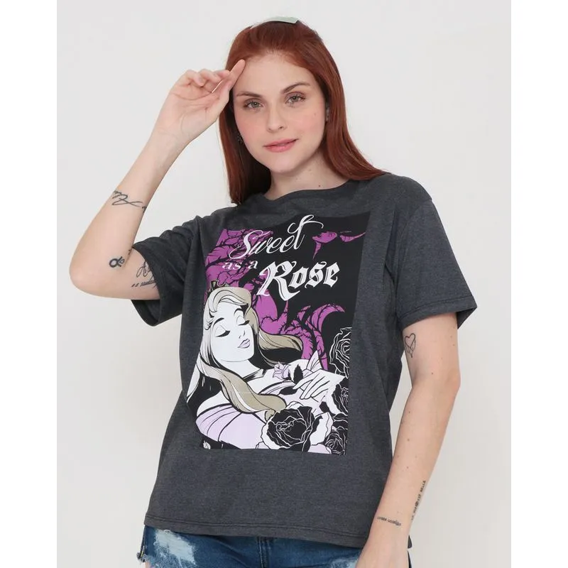 Blusa Estampa Bela Adormecida Disney Cinza M