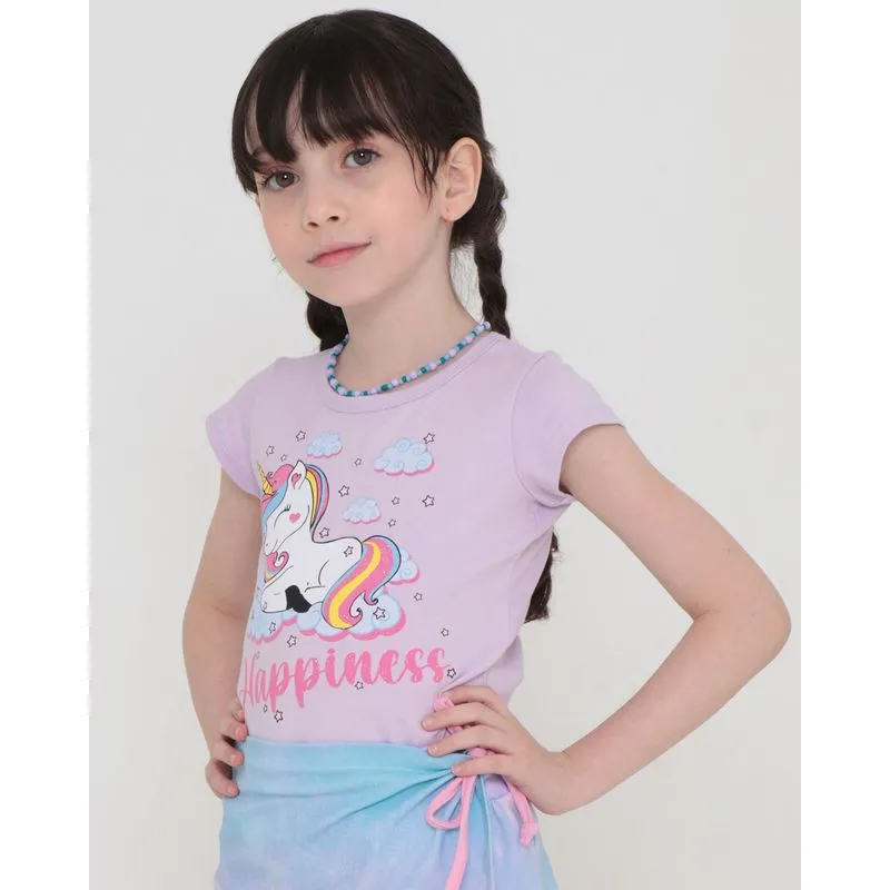 Blusa Infantil Estampa Unicornio Lilás Claro 4