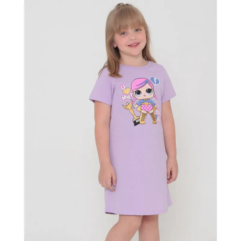 Vestido Infantil Estampa Boneca Lol Lilás Claro 6
