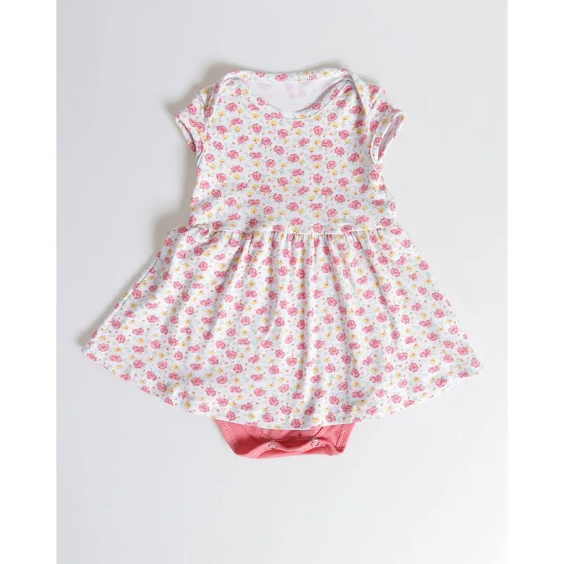 Body Vestido Bebê Estampa Floral Branco M