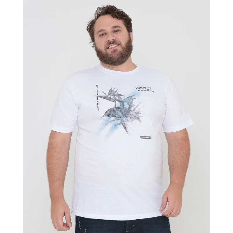 Camiseta Plus Size Manga Curta Branca G4