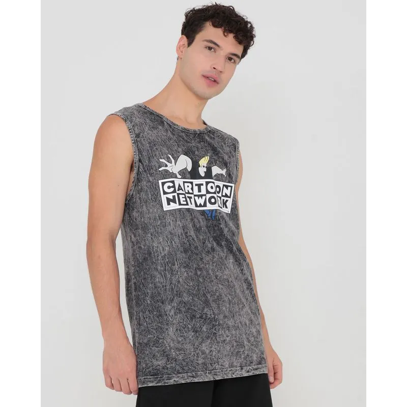 Regata Masculina Johnny Bravo Cartoon Network Cinza GG