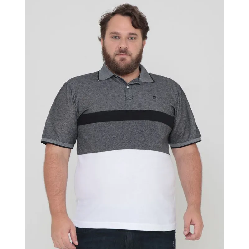 Polo Masculina Plus Size Estampada Preta G1