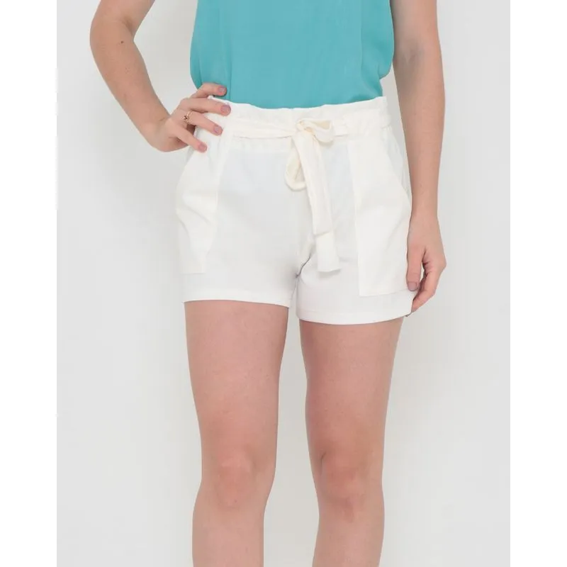 Short Clochard Malha Com Cinto Off White P