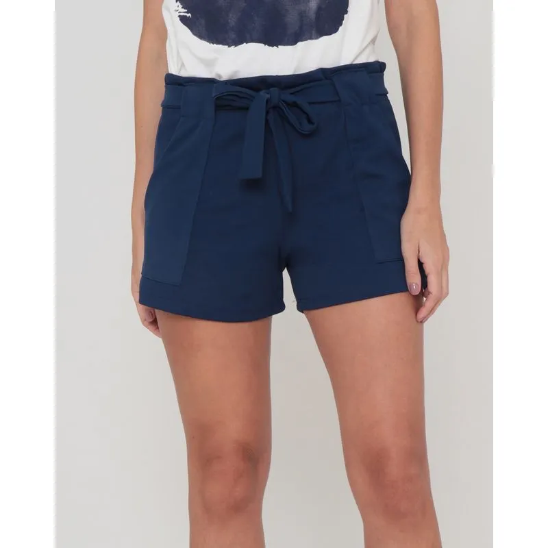 Short Clochard Malha Com Cinto Azul Marinho P