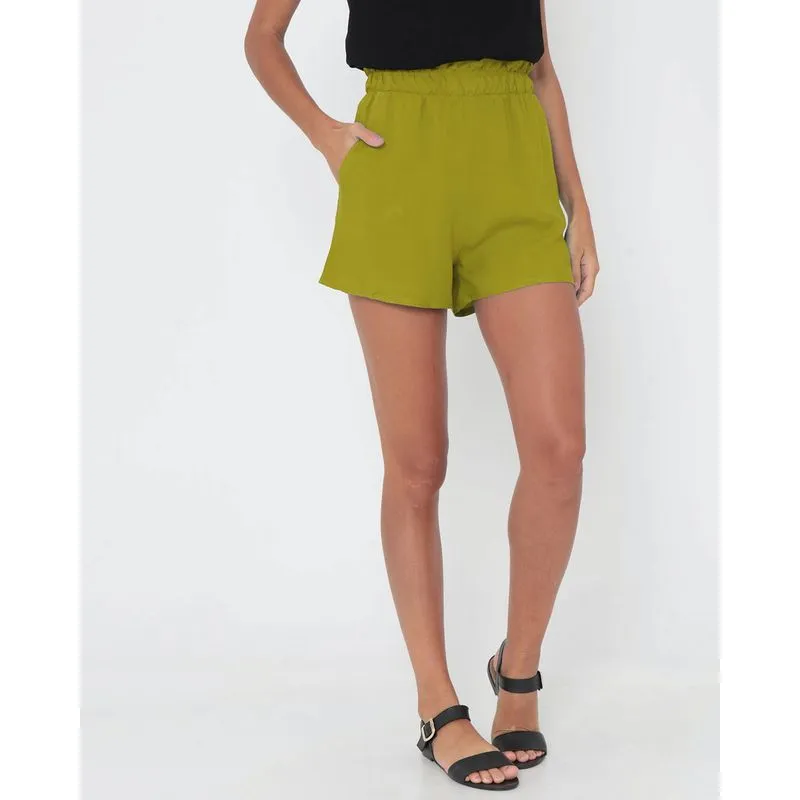 Short Viscose Liso Verde Escuro G
