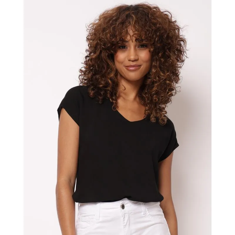 Blusa Feminina Berry & Co. Viscose Decote V Preta P