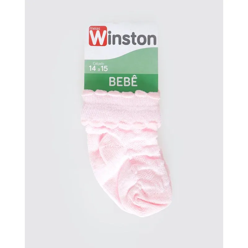 Meia Bebê Lisa Cano Médio Rosa Claro 14 A 15
