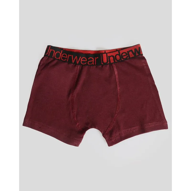 Cueca Boxer Infantil Com Elástico Geométrico Vinho 410001301924