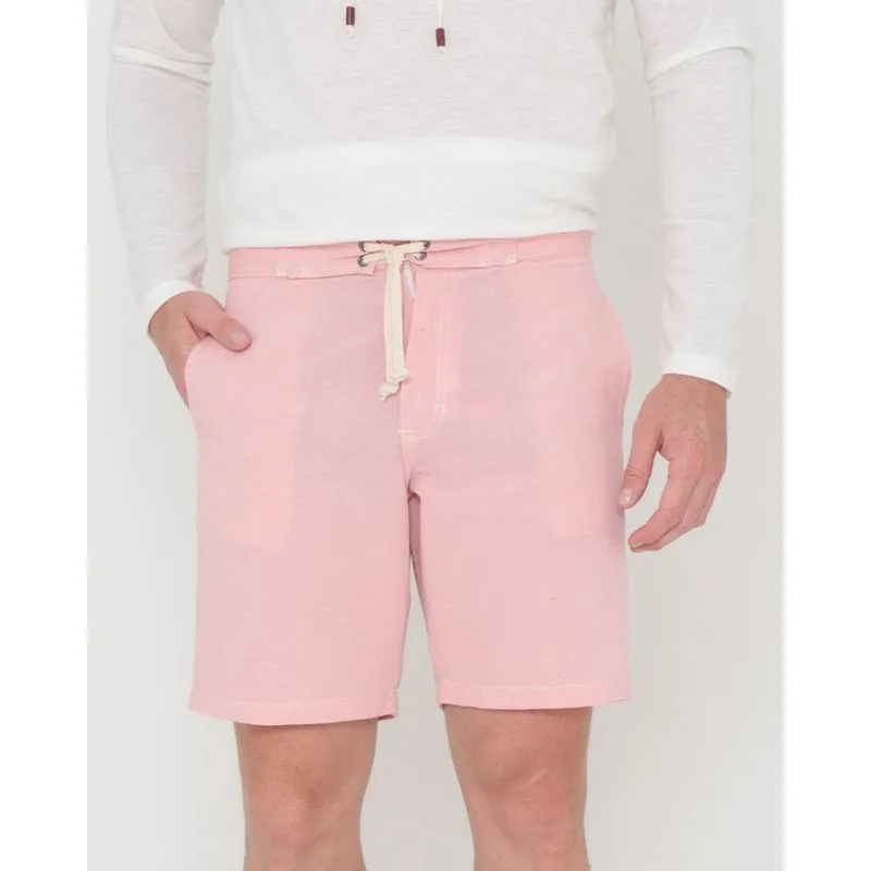 Bermuda Masculina Sarja Botonê Lisa Rosa Claro 38