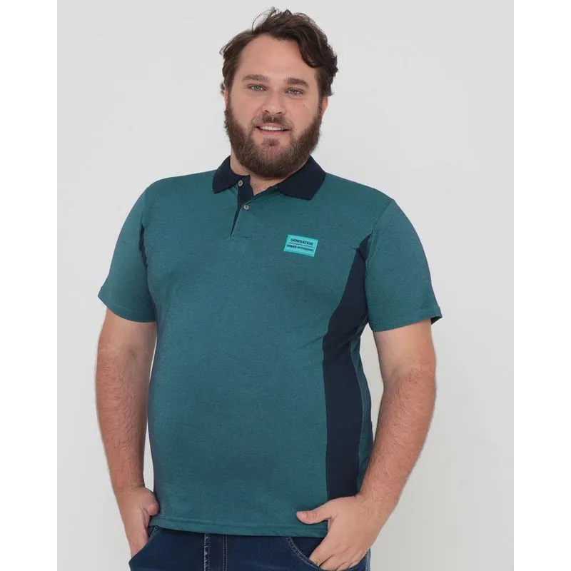 Polo Masculina Piquet Plus Size Verde G1