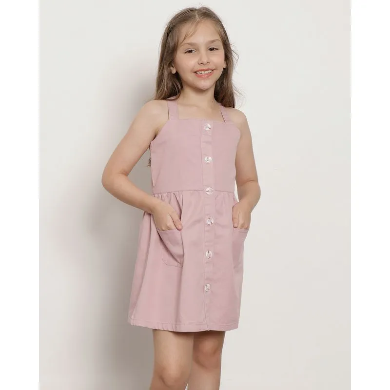 Vestido Infantil Sarja Com Botões Rosa Claro 6