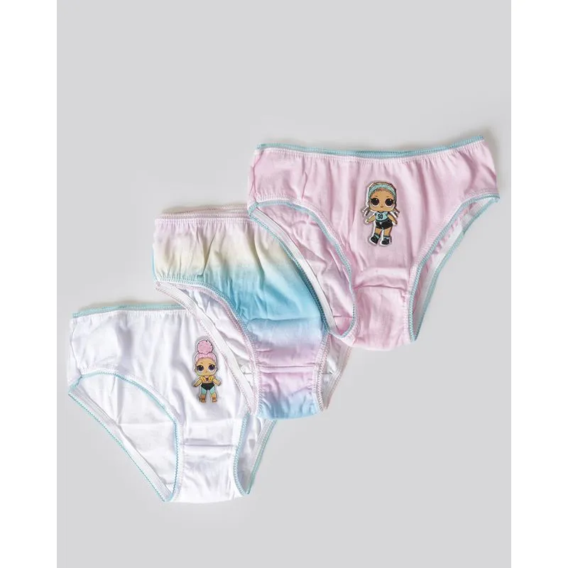 Kit Calcinha Infantil Lol Rosa Azul Branco 8