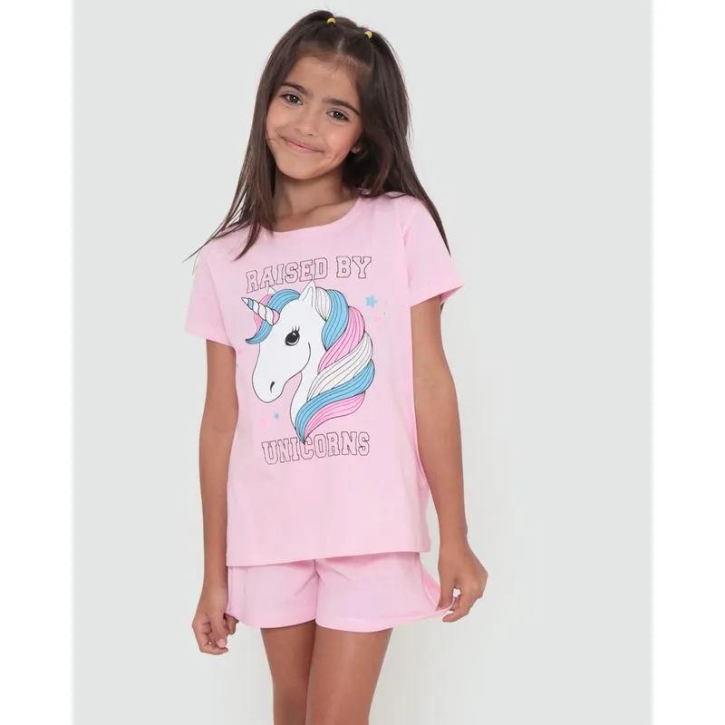 Pijama Infantil Estampa Unicórnio Rosa Claro 4