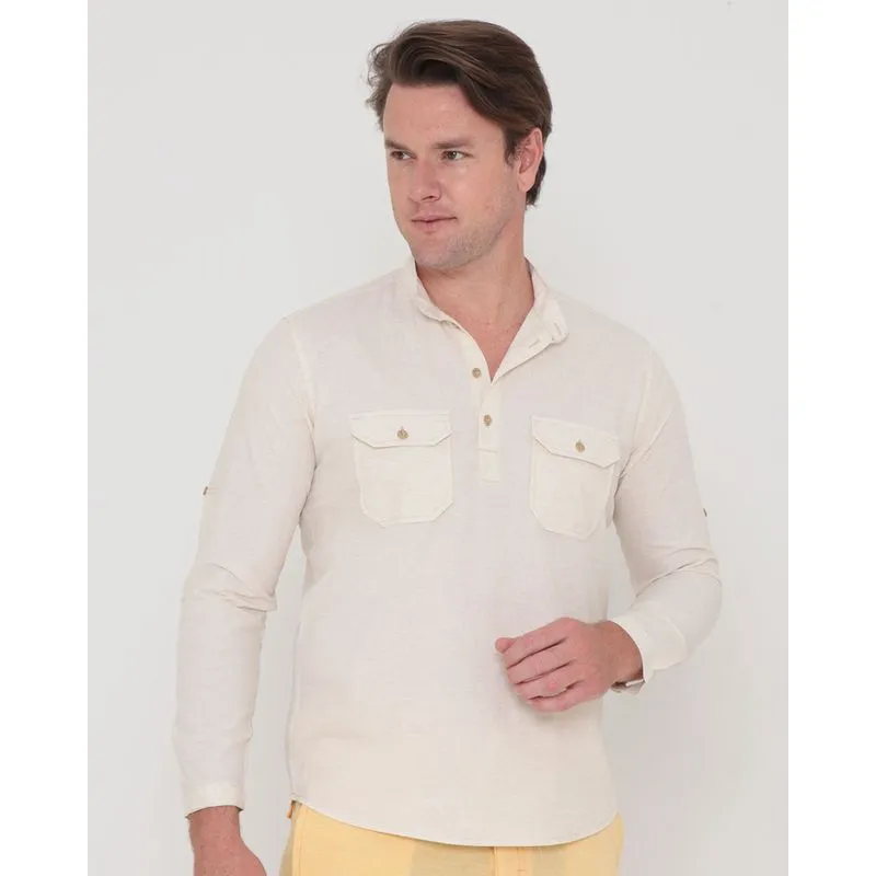 Bata Masculina Com Bolsos Off White P