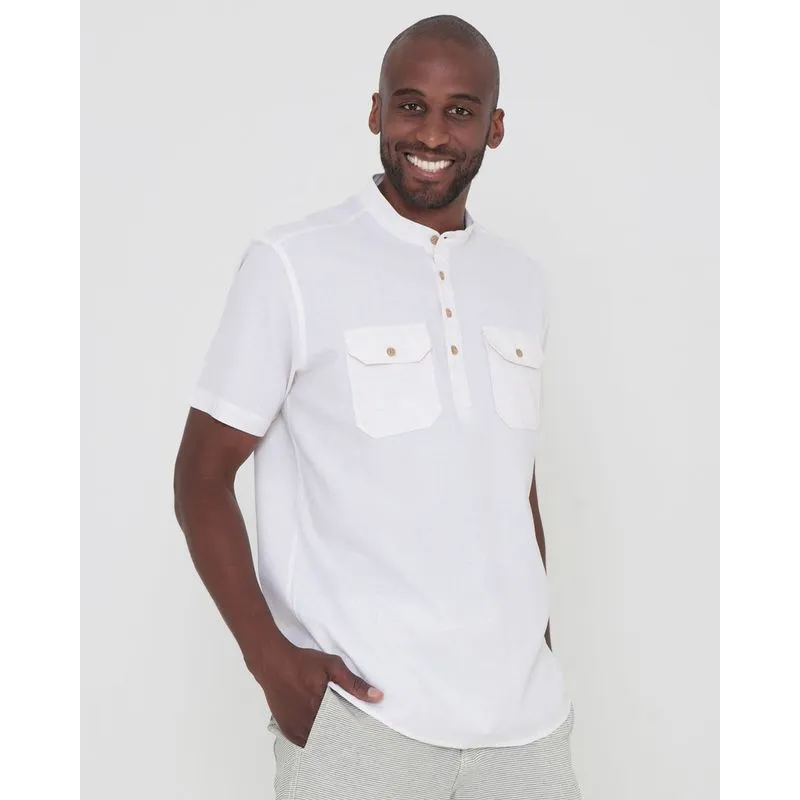 Bata Masculina Manga Curta Off White M