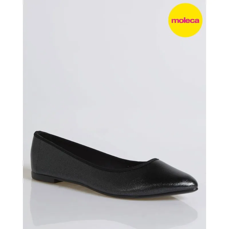Sapatilha Bico Fino Com Glitter Moleca Preta 35