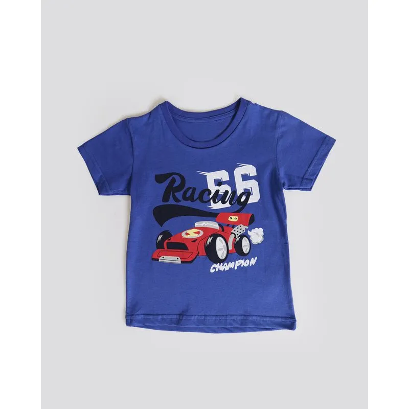 Camiseta Bebê Estampa Racing Manga Curta Azul 3