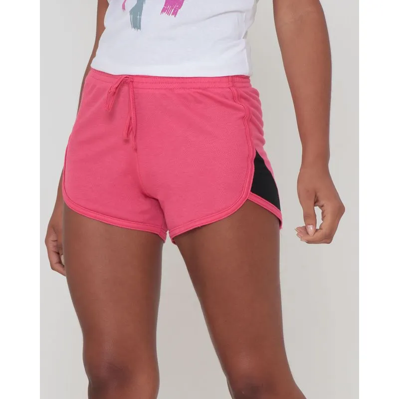 Short Moletinho Feminino Fitness Recorte Lateral Rosa M