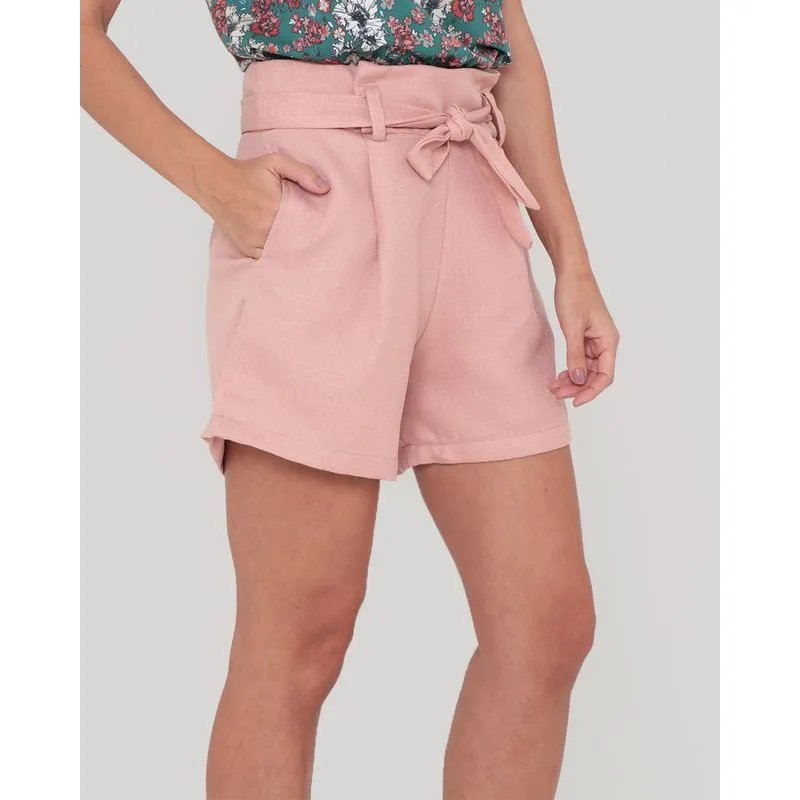 Short Clochard Linho Rosa Claro M