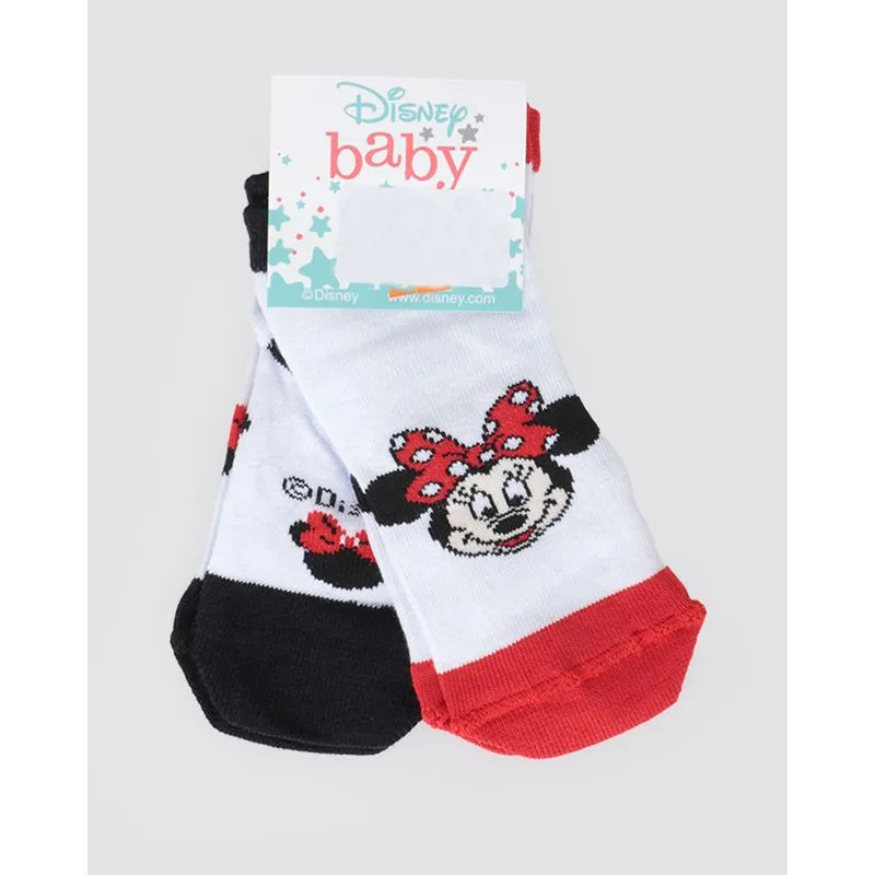 Kit De Meia Bebê 2 Pares Estampa Minnie Disney Branco 18 A 21