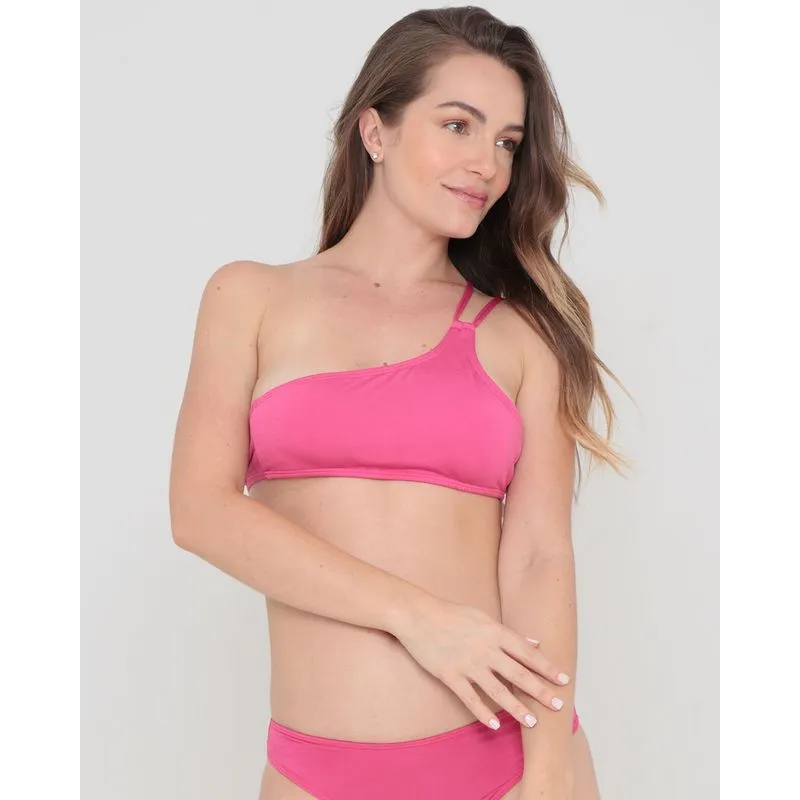 Biquíni Top Avulso Assimétrico Liso Rosa G