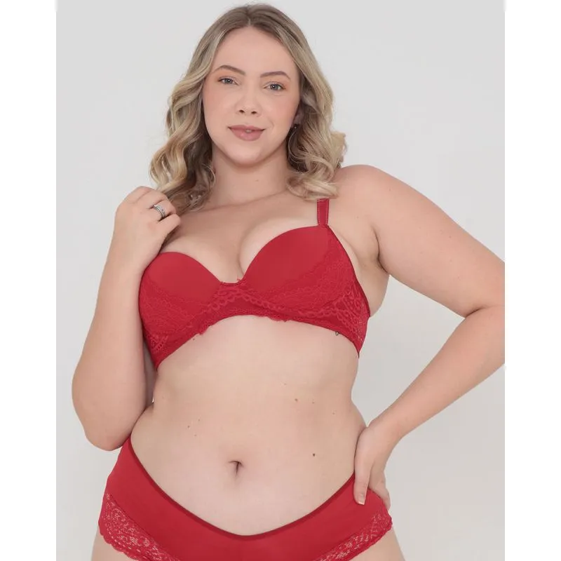 Sutiã Base Plus Size Renda Vermelho 46