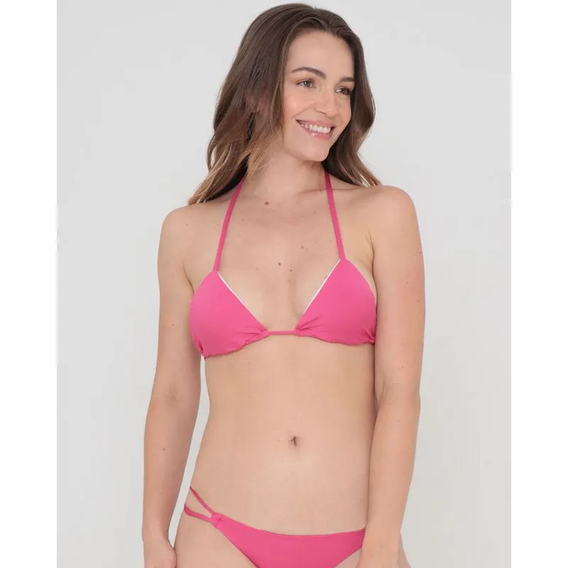 Biquíni Top Avulso Cortininha Liso Rosa GG