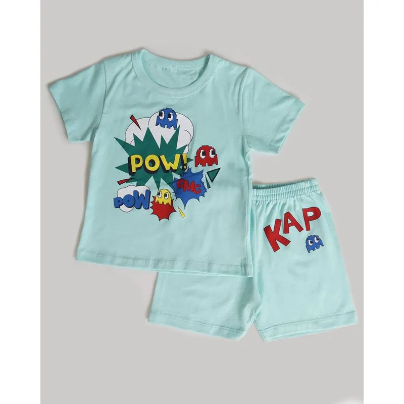 Pijama Bebê Manga Curta Estampada Verde 2