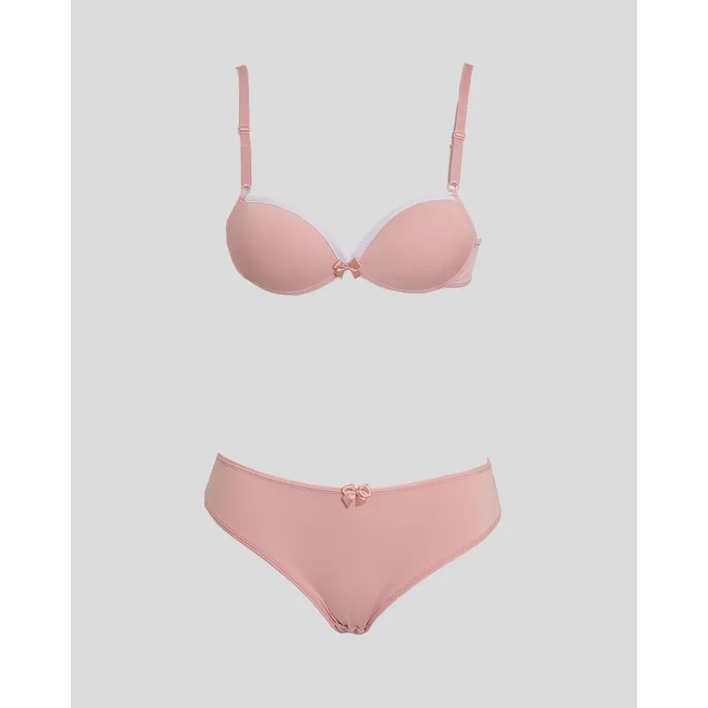 Conjunto Juvenil Calcinha e Sutiã Bojo Liso Rosa 10