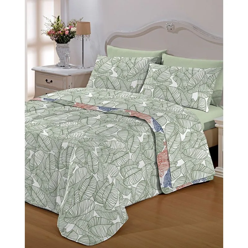 Jogo de Cama Casal Camesa Microfibra 150 fios Verde UN