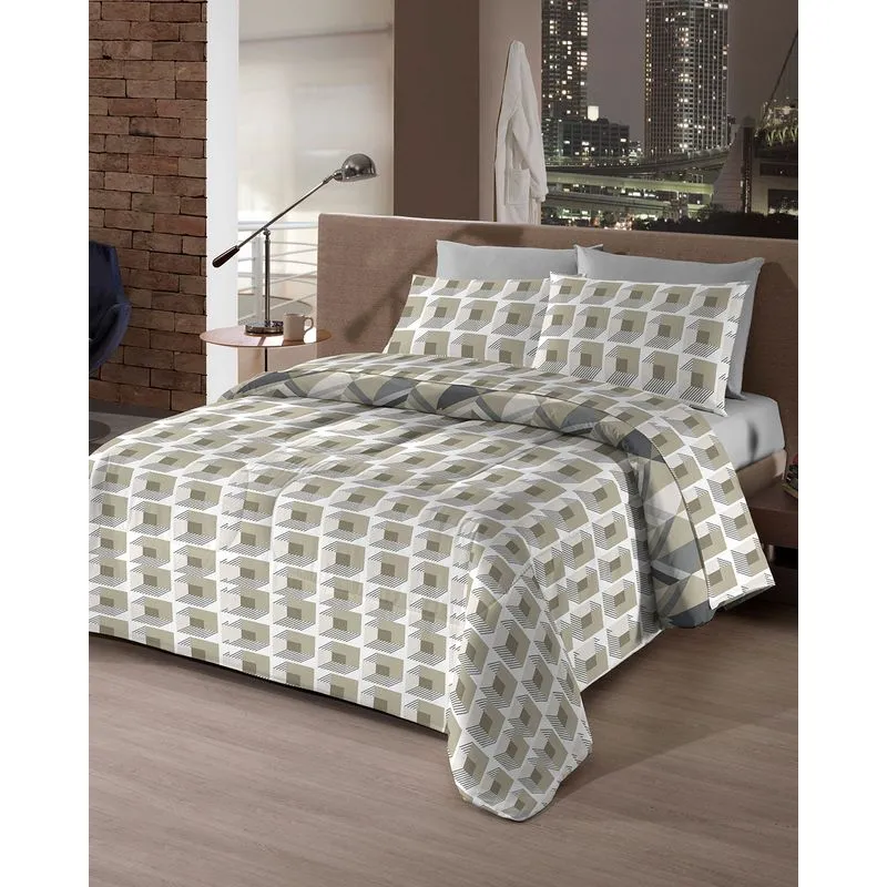 Jogo de Cama Casal Camesa Microfibra 150 fios Bege UN