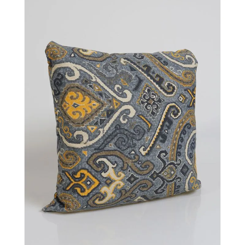 Almofada Rustica 40cm x 40cm Hedrons Estampa Arabescos Azul UN