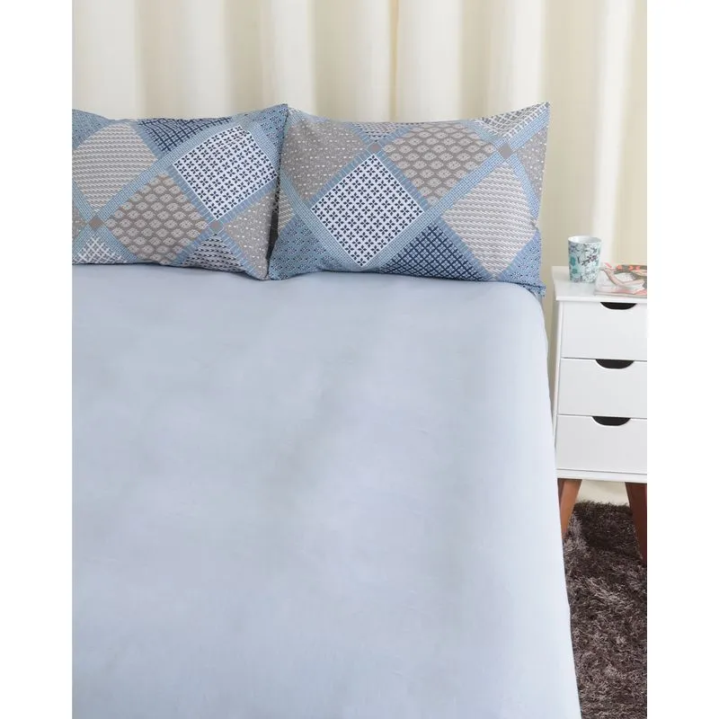 Jogo De Cama Casal 3 Peças Textil Lar Azul Claro UN