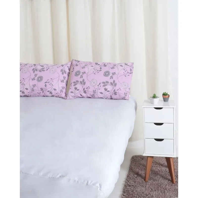 Jogo De Cama Casal 3 Peças Essenza Floral Textil Lar Cinza UN