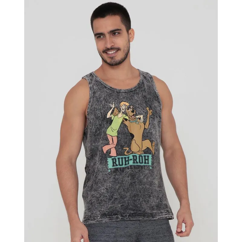 Regata Masculina Estonada Scooby Doo Warner Preta G