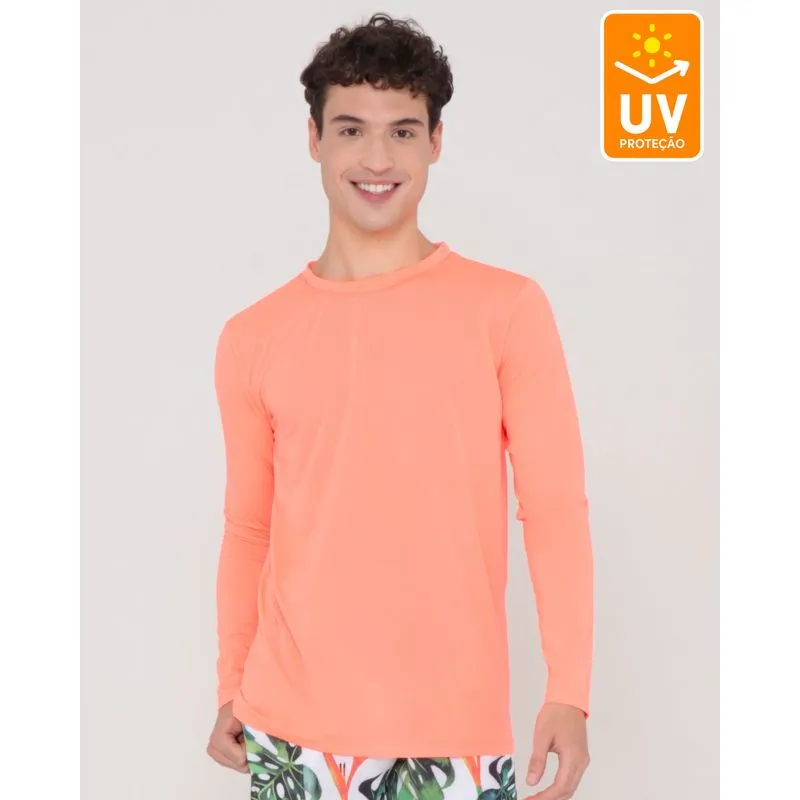 Camiseta Manga Longa Proteção UV 50 Laranja P