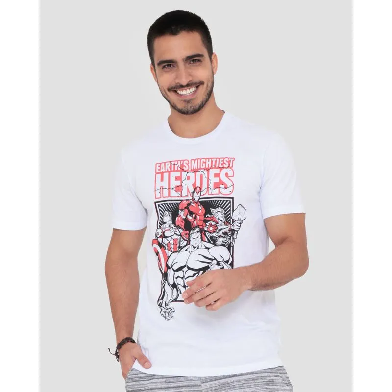Camiseta Masculina Algodão Vingadores Marvel Branca P
