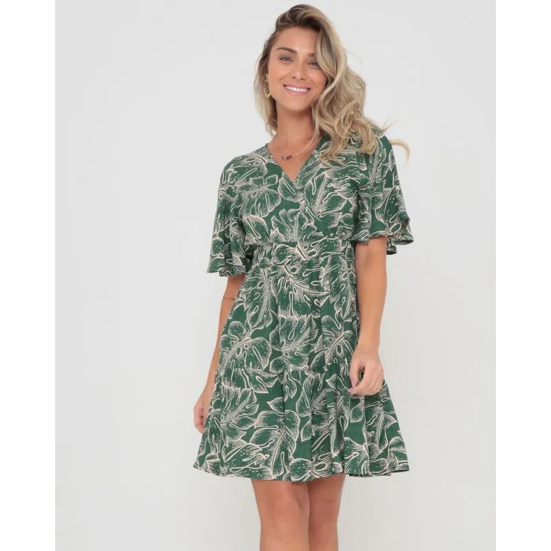 Vestido Curto Estampa Floral Verde M