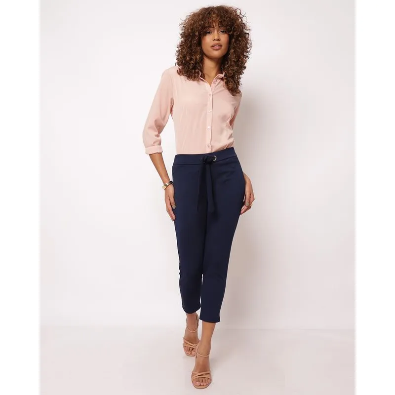 Calça Feminina Cigarrete Texturizada Marinho 11261000213093UN