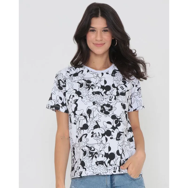 Blusa Manga Curta Estampa Minnie Disney Branca M