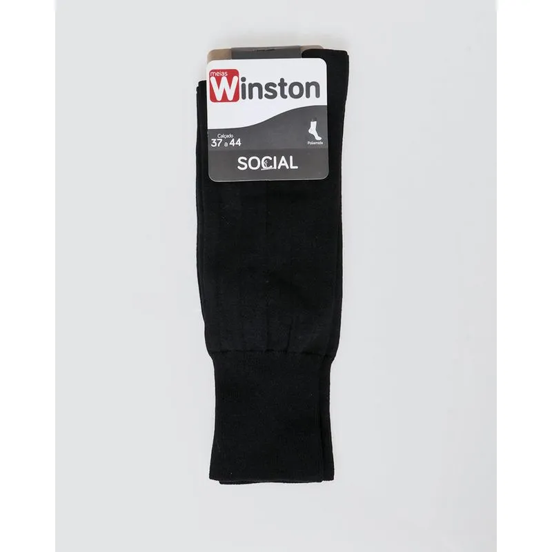 Meia Social Masculina Clássica Preta 37 A 44