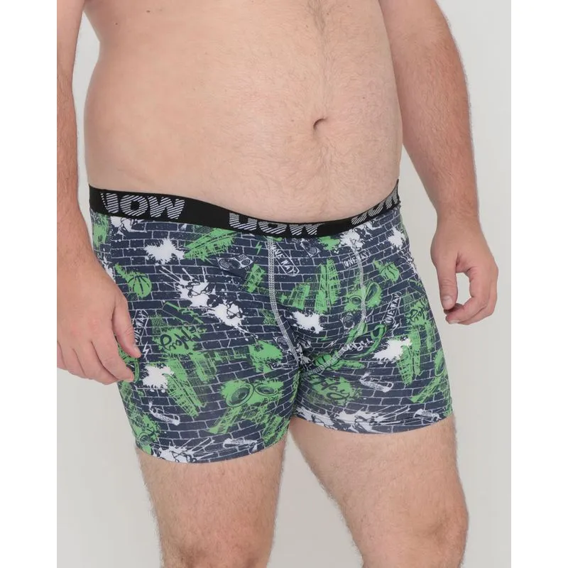 Cueca Plus Size Boxer Microfibra Estampada Azul G2