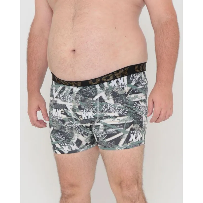 Cueca Plus Size Boxer Microfibra Estampada Verde G3