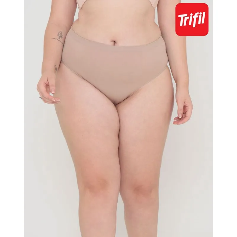 Calcinha Trifil Plus Size Alta Curvas Bege Médio M