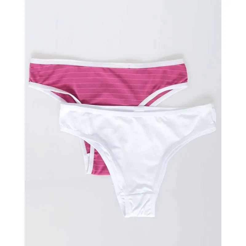 Kit 2 Calcinhas Biquíni Lilás Branca e Rosa P