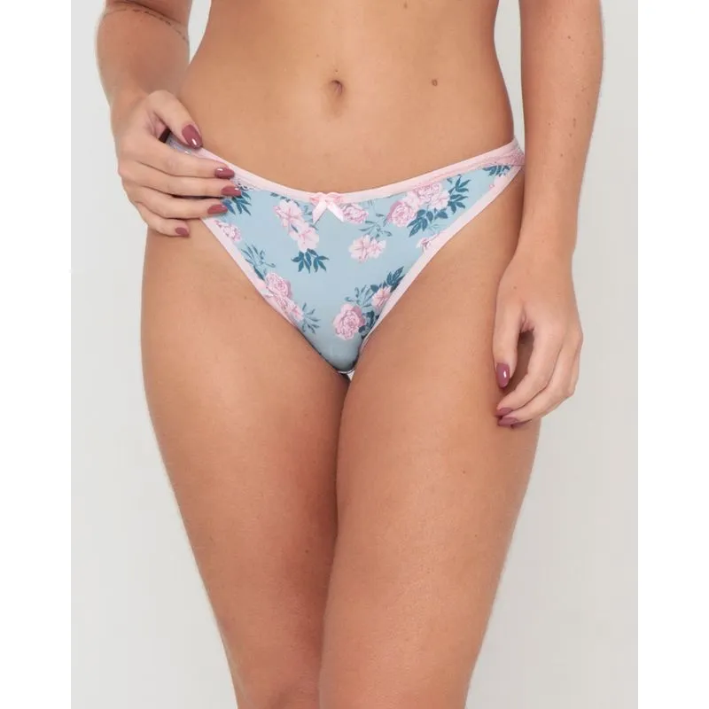 Calcinha Avulsa Tanga Estampa Floral Verde G