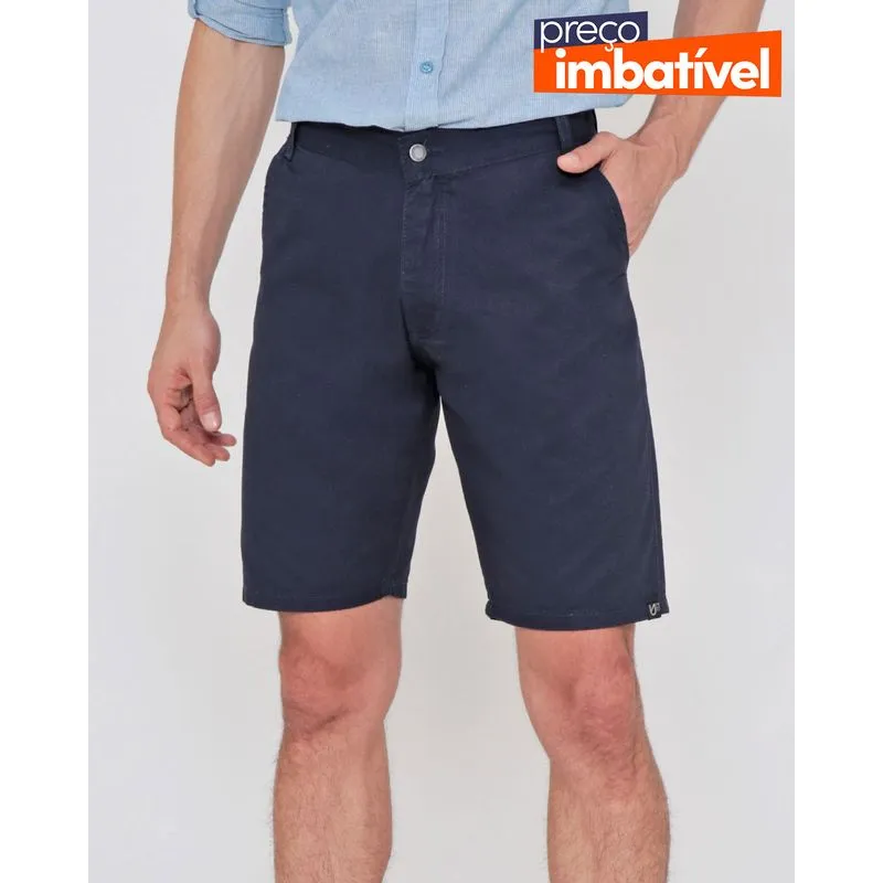 Bermuda Masculina Sarja Básica Azul Marinho 44