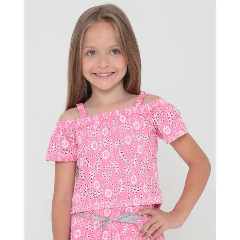 Blusa Infantil De Laise Ciganinha Rosa 8