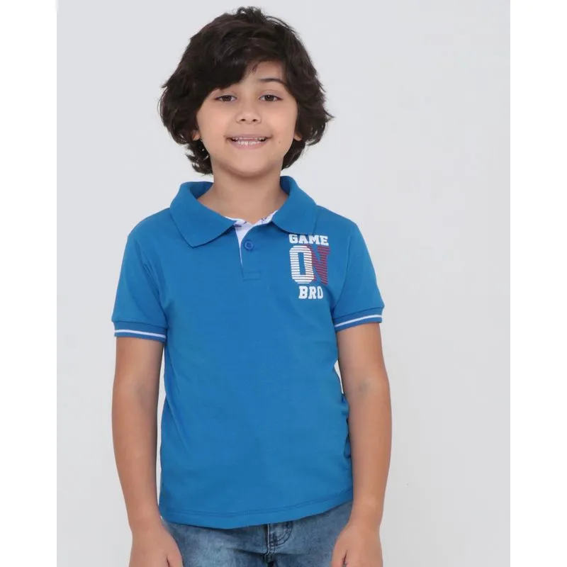 Polo Infantil Estampa Game Azul 4